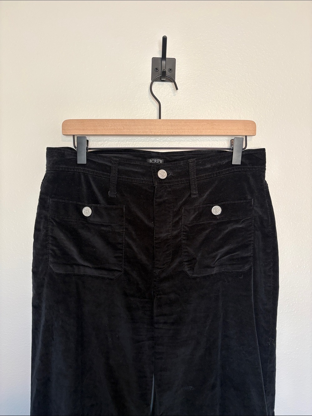 J. Crew Sailor Velvet High Rise Relaxed Wide Leg Trouser Pant Preppy Black 29 - Picture 5 of 10